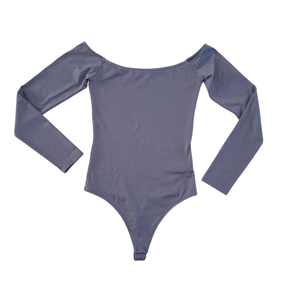 Aritzia Babaton Contour Off-Shoulder Long Sleeve Muted Purple Grey Small